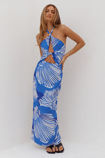 Load image into Gallery viewer, Shellie Keyhole Halter Midi Dress - Shellie Blue
