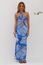Load image into Gallery viewer, Shellie Keyhole Halter Midi Dress - Shellie Blue
