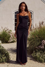 Load image into Gallery viewer, Elexa Ruched Maxi Dress - Black
