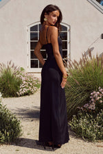 Load image into Gallery viewer, Elexa Ruched Maxi Dress - Black
