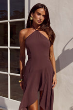 Load image into Gallery viewer, Angeline Handkerchief Mini Dress - Chocolate
