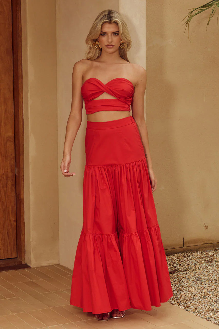 Ayla Maxi Skirt - Red