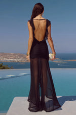 Load image into Gallery viewer, Blythe V-Neck Frill Maxi Dress - Black
