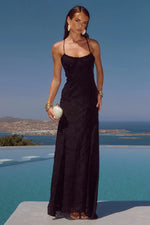 Load image into Gallery viewer, Ellerby Frill Trim Maxi Dress - Black
