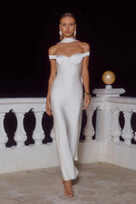 Load image into Gallery viewer, Raphaella Off Shoulder Maxi Dress - Pearl
