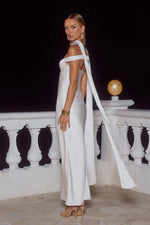 Load image into Gallery viewer, Raphaella Off Shoulder Maxi Dress - Pearl
