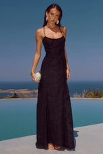 Load image into Gallery viewer, Ellerby Frill Trim Maxi Dress - Black
