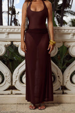 Load image into Gallery viewer, Agenta Ruched Waist Maxi Skirt - Chocolate
