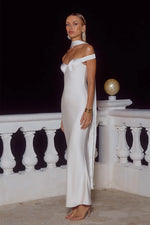 Load image into Gallery viewer, Raphaella Off Shoulder Maxi Dress - Pearl
