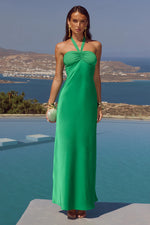 Load image into Gallery viewer, Marilla Ruched Halter Maxi Dress - Emerald
