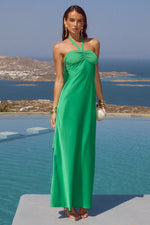 Load image into Gallery viewer, Marilla Ruched Halter Maxi Dress - Emerald
