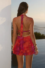 Load image into Gallery viewer, Xylia Halter Low Plunge Mini Dress - Suri Orange
