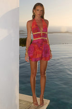 Load image into Gallery viewer, Xylia Halter Low Plunge Mini Dress - Suri Orange
