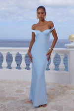 Load image into Gallery viewer, Raphaella Off Shoulder Maxi Dress - Sky Blue
