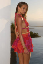 Load image into Gallery viewer, Xylia Halter Low Plunge Mini Dress - Suri Orange
