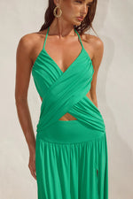 Load image into Gallery viewer, Genia Cross Front Maxi Dress - Emerald
