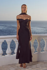 Load image into Gallery viewer, Raphaella Off Shoulder Maxi Dress - Noir
