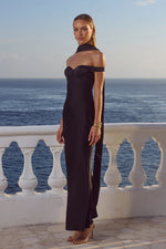 Load image into Gallery viewer, Raphaella Off Shoulder Maxi Dress - Noir
