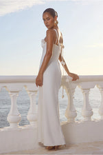 Load image into Gallery viewer, Lavena Floral Detail Maxi Dress - Pearl
