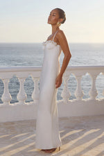 Load image into Gallery viewer, Lavena Floral Detail Maxi Dress - Pearl

