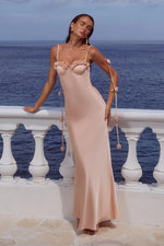 Load image into Gallery viewer, Lavena Floral Detail Maxi Dress - Peach
