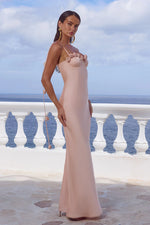 Load image into Gallery viewer, Lavena Floral Detail Maxi Dress - Peach
