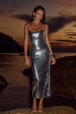 Load image into Gallery viewer, Vesina Midi Dress - Silver
