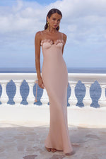 Load image into Gallery viewer, Lavena Floral Detail Maxi Dress - Peach
