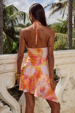 Load image into Gallery viewer, Zanzi Halter Asymmetric Mini Dress - Corali Orange
