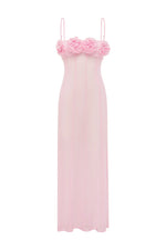 Load image into Gallery viewer, Demi Sheer Flower Trim Dress - Musk
