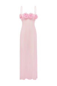 Demi Sheer Flower Trim Dress - Musk