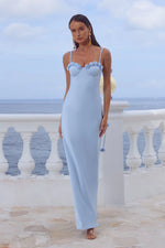 Load image into Gallery viewer, Lavena Floral Detail Maxi Dress - Sky Blue
