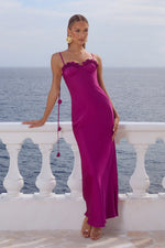 Load image into Gallery viewer, Lavena Floral Detail Maxi Dress - Plum
