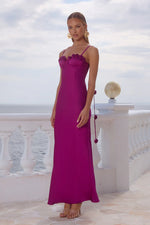 Load image into Gallery viewer, Lavena Floral Detail Maxi Dress - Plum
