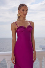 Load image into Gallery viewer, Lavena Floral Detail Maxi Dress - Plum
