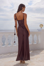 Load image into Gallery viewer, Lavena Floral Detail Maxi Dress - Bitter Chocolate
