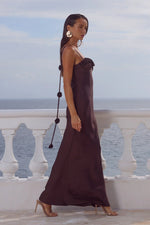 Load image into Gallery viewer, Lavena Floral Detail Maxi Dress - Bitter Chocolate

