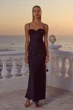 Load image into Gallery viewer, Lavena Floral Detail Maxi Dress - Noir
