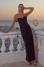 Load image into Gallery viewer, Lavena Floral Detail Maxi Dress - Noir
