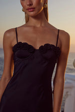Load image into Gallery viewer, Lavena Floral Detail Maxi Dress - Noir
