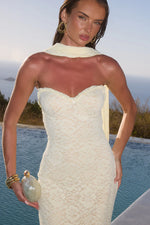 Load image into Gallery viewer, Amana Strapless Scarf Maxi Dress - Lemon
