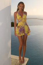 Load image into Gallery viewer, Xylia Halter Low Plunge Mini Dress - Suri Yellow
