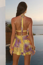 Load image into Gallery viewer, Xylia Halter Low Plunge Mini Dress - Suri Yellow
