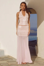 Load image into Gallery viewer, Adeluna Sheer Bottom Maxi Skirt - Light Pink
