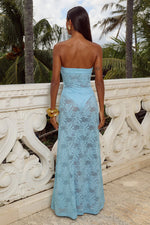 Load image into Gallery viewer, Zelina Strapless Lace Maxi Dress - Aqua
