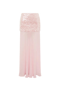 Adeluna Sheer Bottom Maxi Skirt - Light Pink