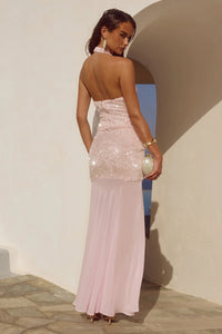 Adeluna Deep Plunge Halter Top - Light Pink