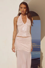 Load image into Gallery viewer, Adeluna Deep Plunge Halter Top - Light Pink
