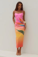 Load image into Gallery viewer, Kyra Scoop Neck Sequin Midi Dress - Tropical Ombré

