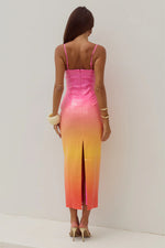 Load image into Gallery viewer, Kyra Scoop Neck Sequin Midi Dress - Tropical Ombré
